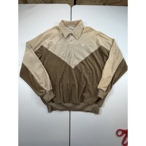 Vintage 70s Adidas Trefoil Terry Velour Velvet Collared Sweater Men's XL